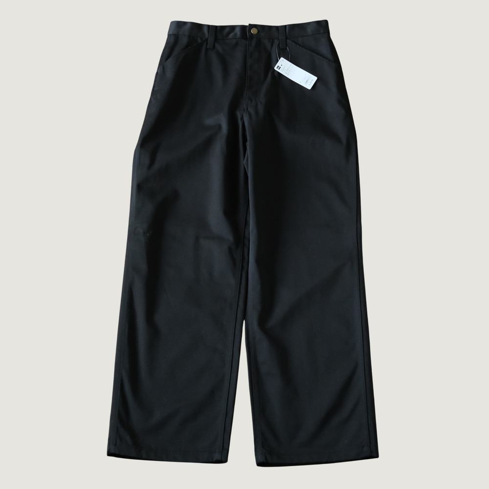 GU Modern Chino Wide Straight Black Poly Cotton Twill Relaxed Minimalist L